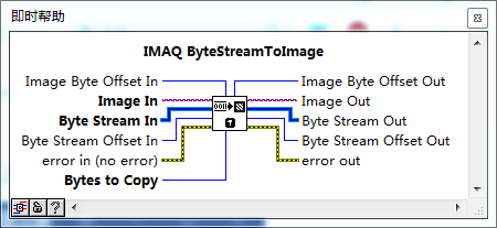 IMAQ ByteStreamToImage字节流到图像函数的即时帮助